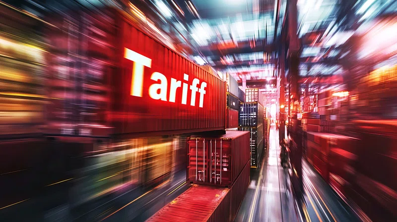 Shipping containers with ‘tariff’ highlighted
