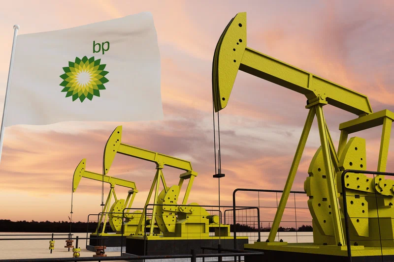 BP flag at oil extraction site