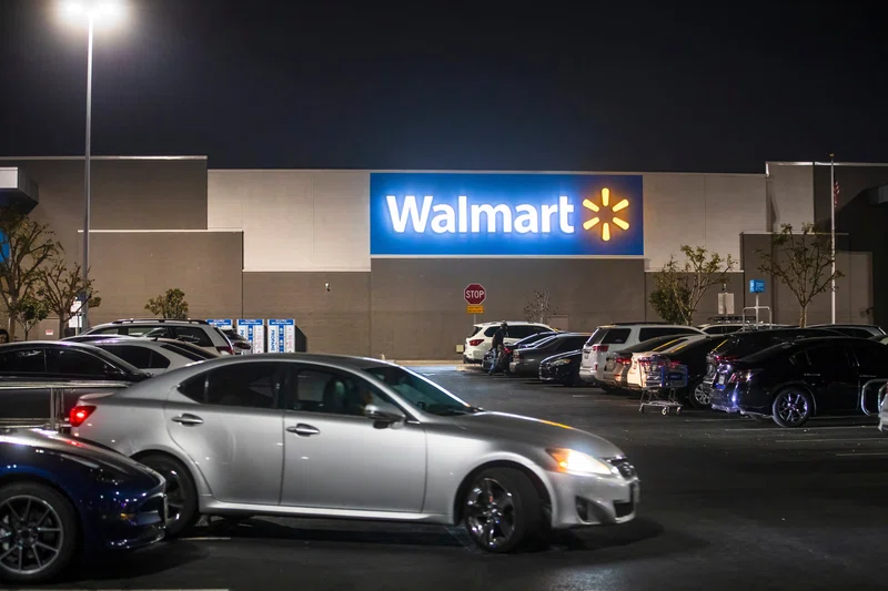 Walmart store at night