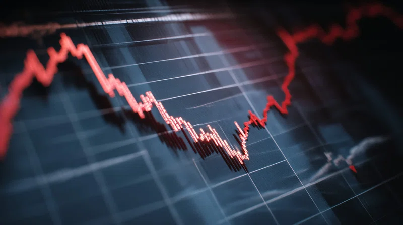 Financial chart with downward trending line
