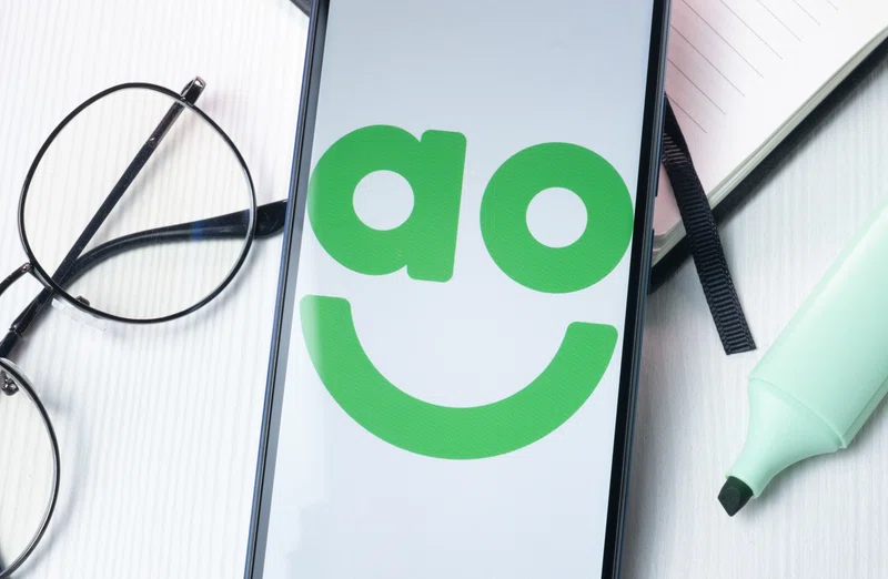 AO World logo on mobile phone