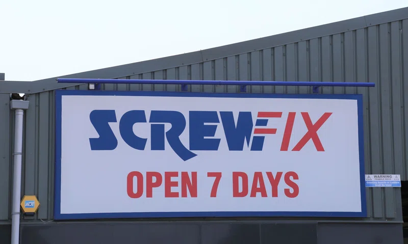 Screwfix sign on industrial building