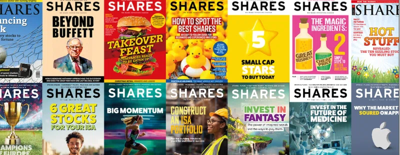 Composite image of Shares magazine covers