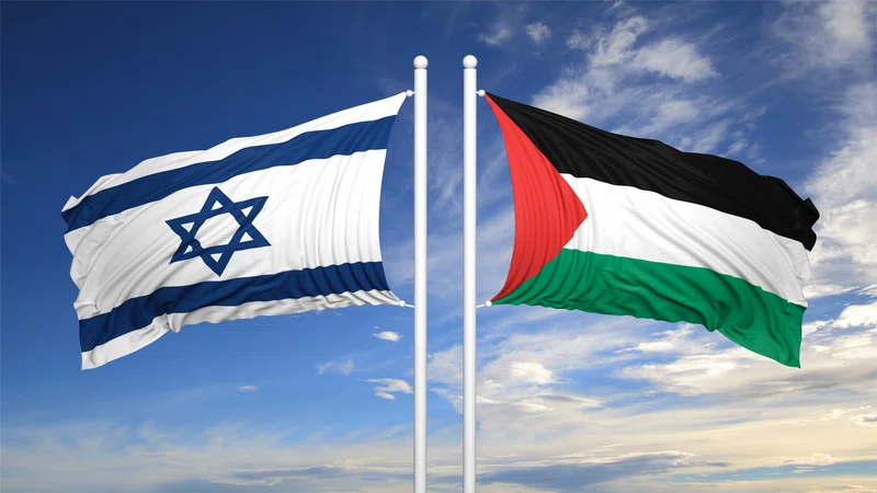 Israeli and Palestinian flags