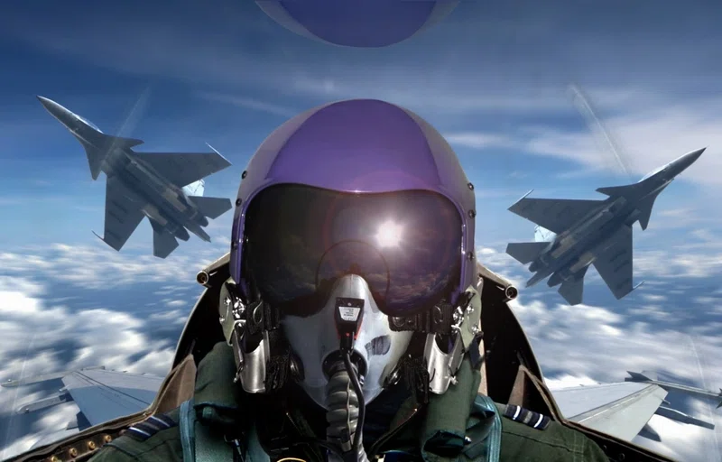 Fighter pilot in jet