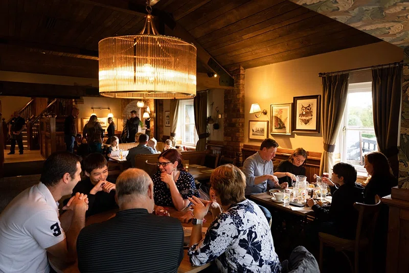 People socialising in a pub