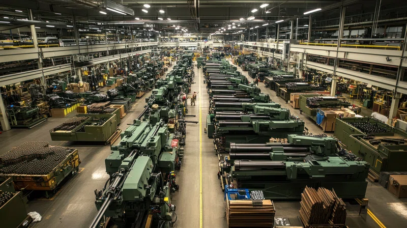 Military equipment in warehouse