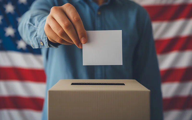 Man casts ballot in US election