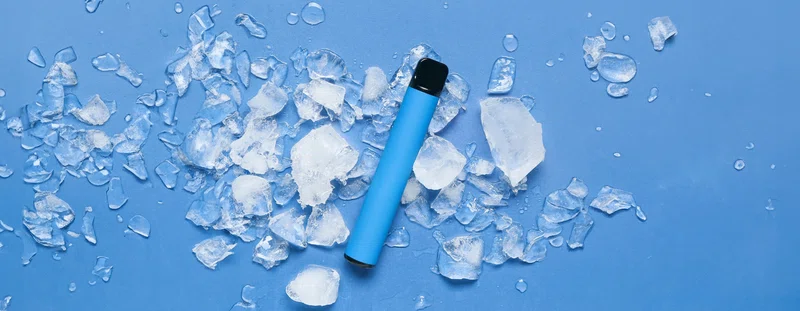 Vape on ice background