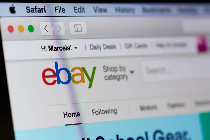 Ebay website on laptop