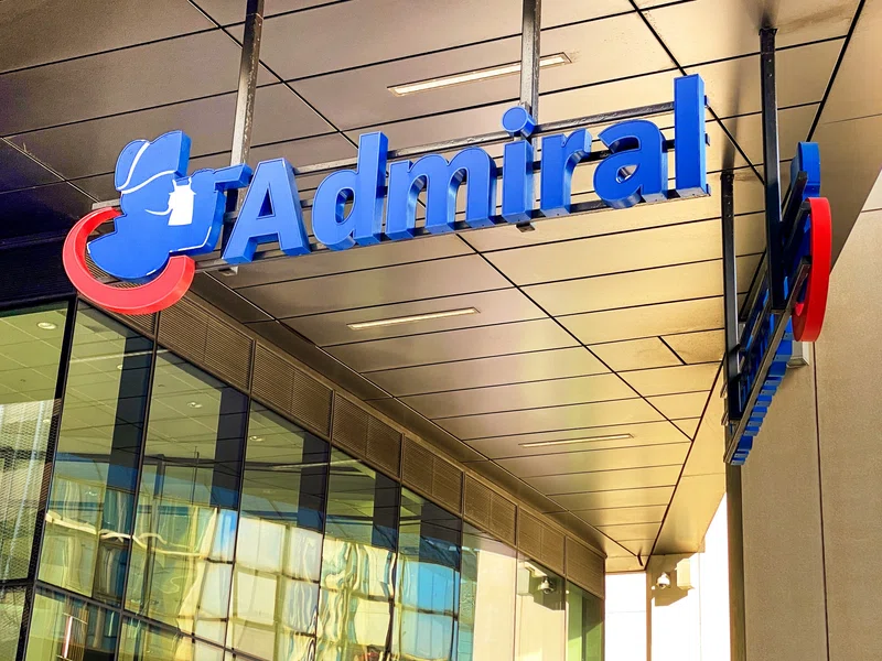 Admiral sign post in Cardiff