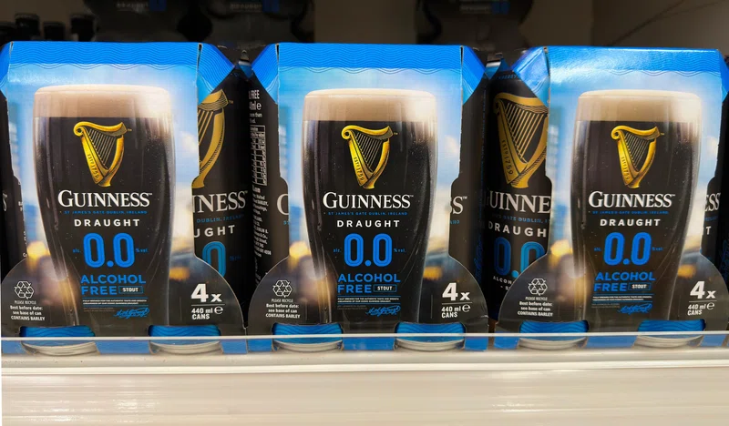 Packs of alcohol-free Guinness in cans