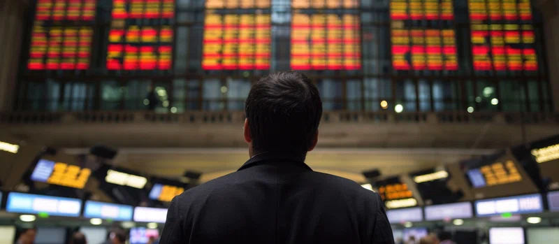 Red stock market board