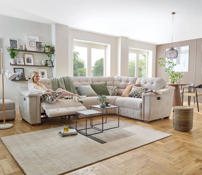 Woman relaxing on sofa