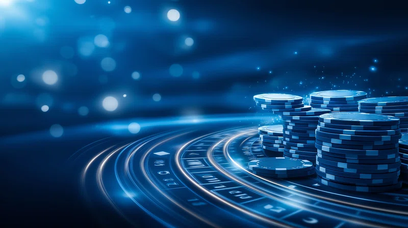 Stacked blue casino chips