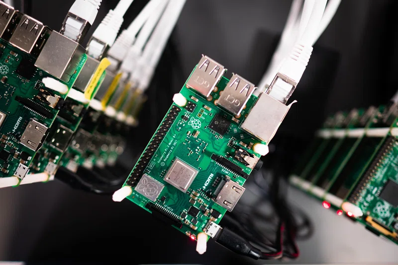 A Raspberry Pi computer board
