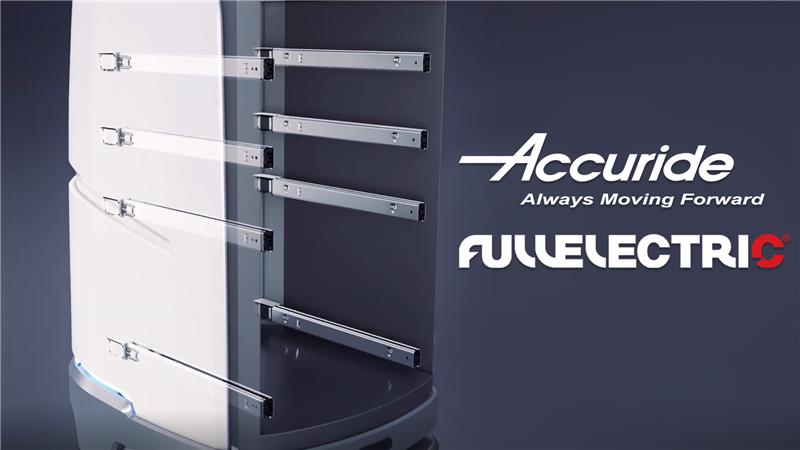 Automatisierter Materialtransport im Krankenhaus mit der Accuride FULLELECTRIC® Teleskopschiene 