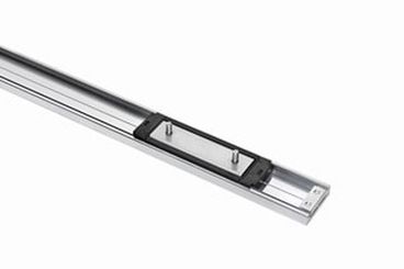 Detailed view of Accuride DA0115RC linear motion guide with recirculating balls.