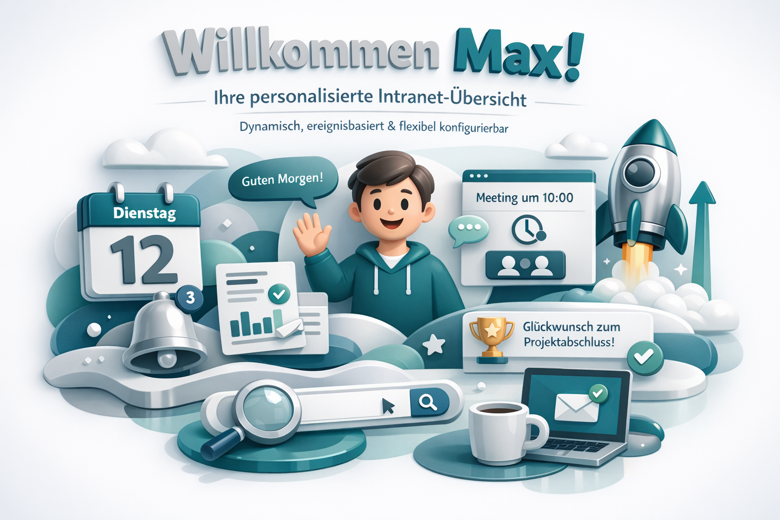 Personalisierte Intranet Begrüßung: Dynamisch, ereignisbasiert & flexibel konfigurierbar für individuelle Nutzeransprache für moderne Unternehmen