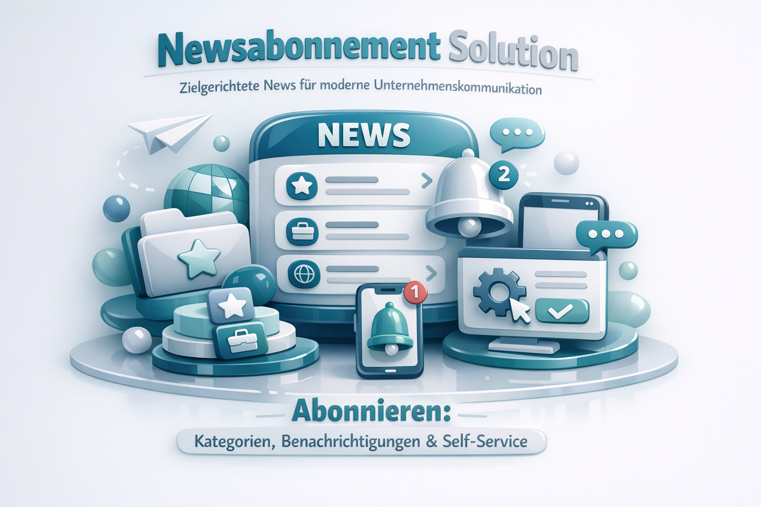 Newsabonnement Solution – Zielgerichtete News für moderne Unternehmenskommunikation. Abonnieren: Kategorien, Benachrichtigungen & Self‑Service