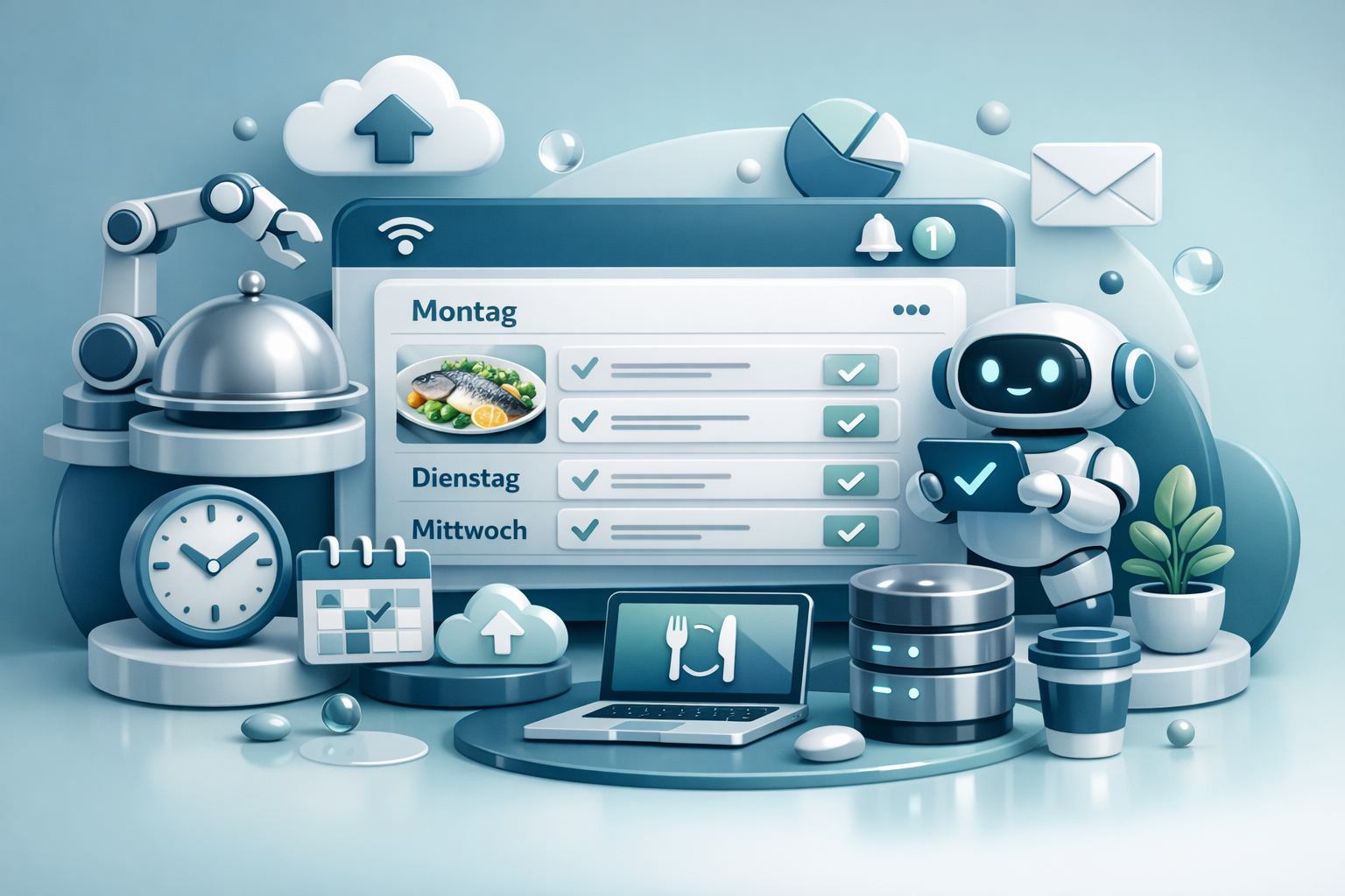 Digitale, moderne und automatisierte Speiseplan‑Veröffentlichung im Intranet. Smart Solution für jedes Unternehmen.