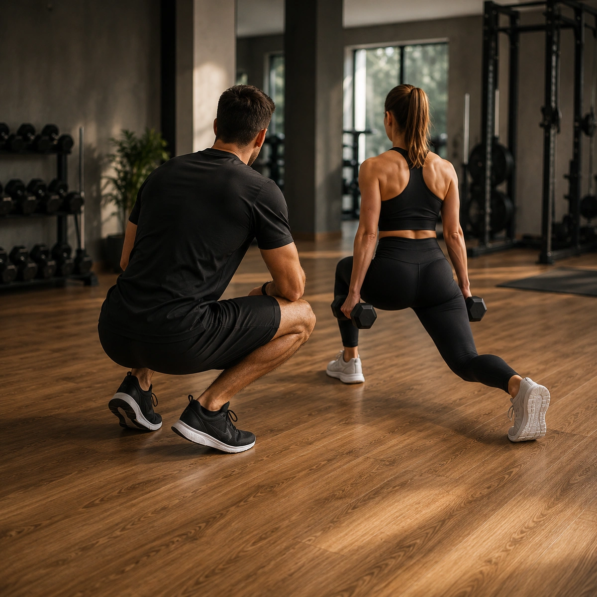 Personal Trainer trainiert ein Mitglied