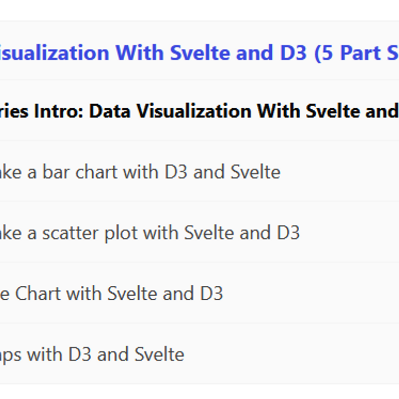 Series: Data Visualization With Svelte and D3 