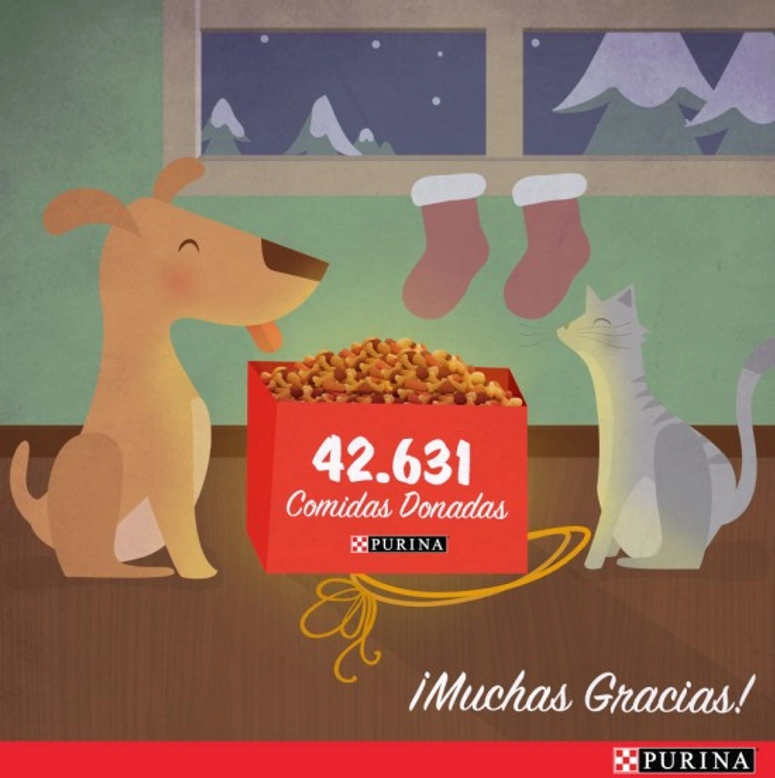 Purina donará 4.000kg de comida para perros y gatos tras el concurso ¡Esta Navidad ninguna mascota sin comida!