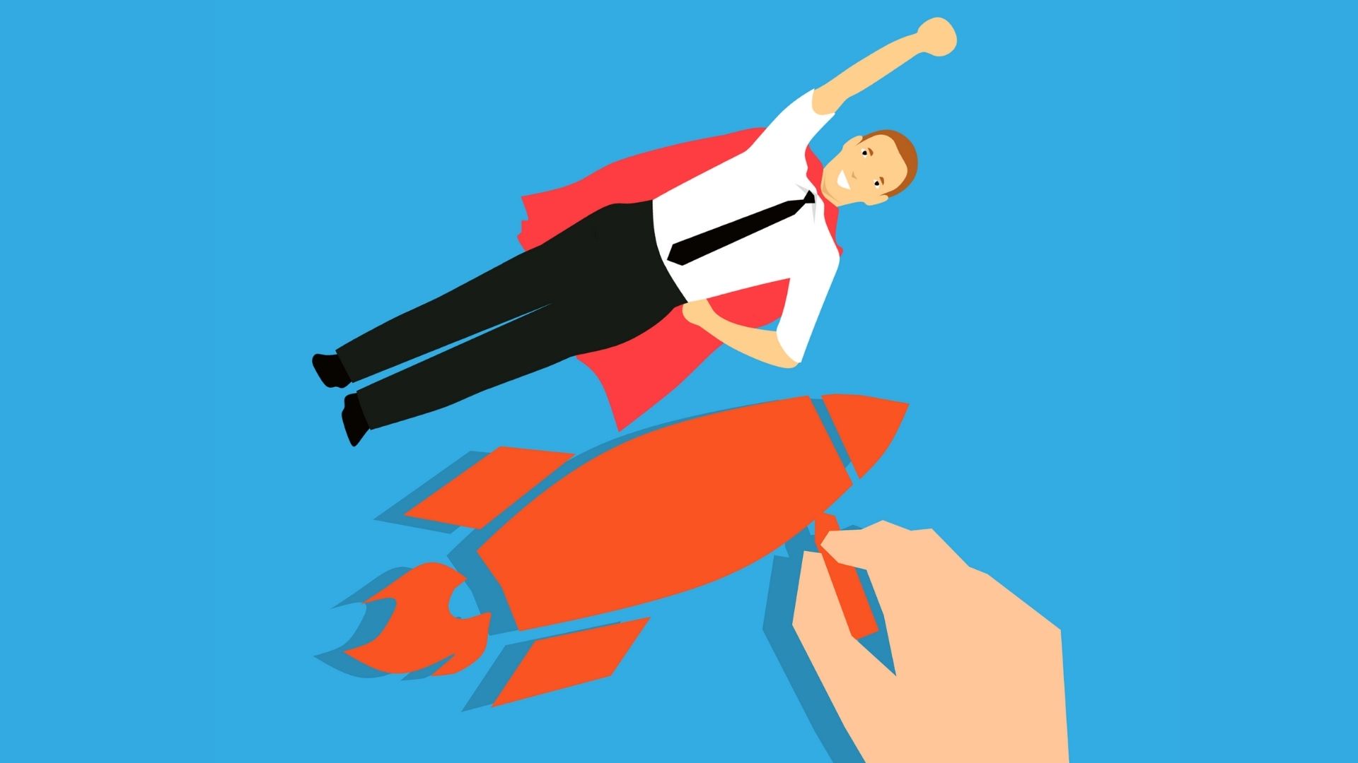 Commercial qui s'envole comme un super-héros. 