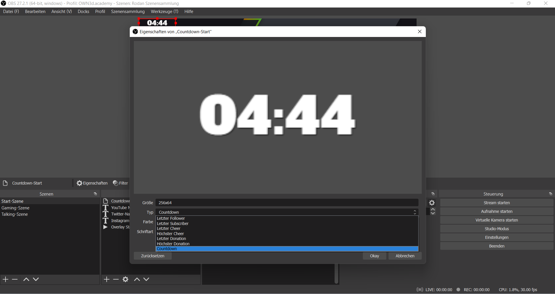 03.OWN3D-tv_OBS_GER labels countdown source properties.png