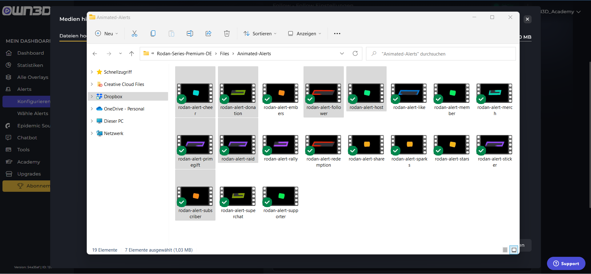 04.OWN3D-tv_OBS_GER OWN3D Pro Alert Settings Follower Media Library choose.png