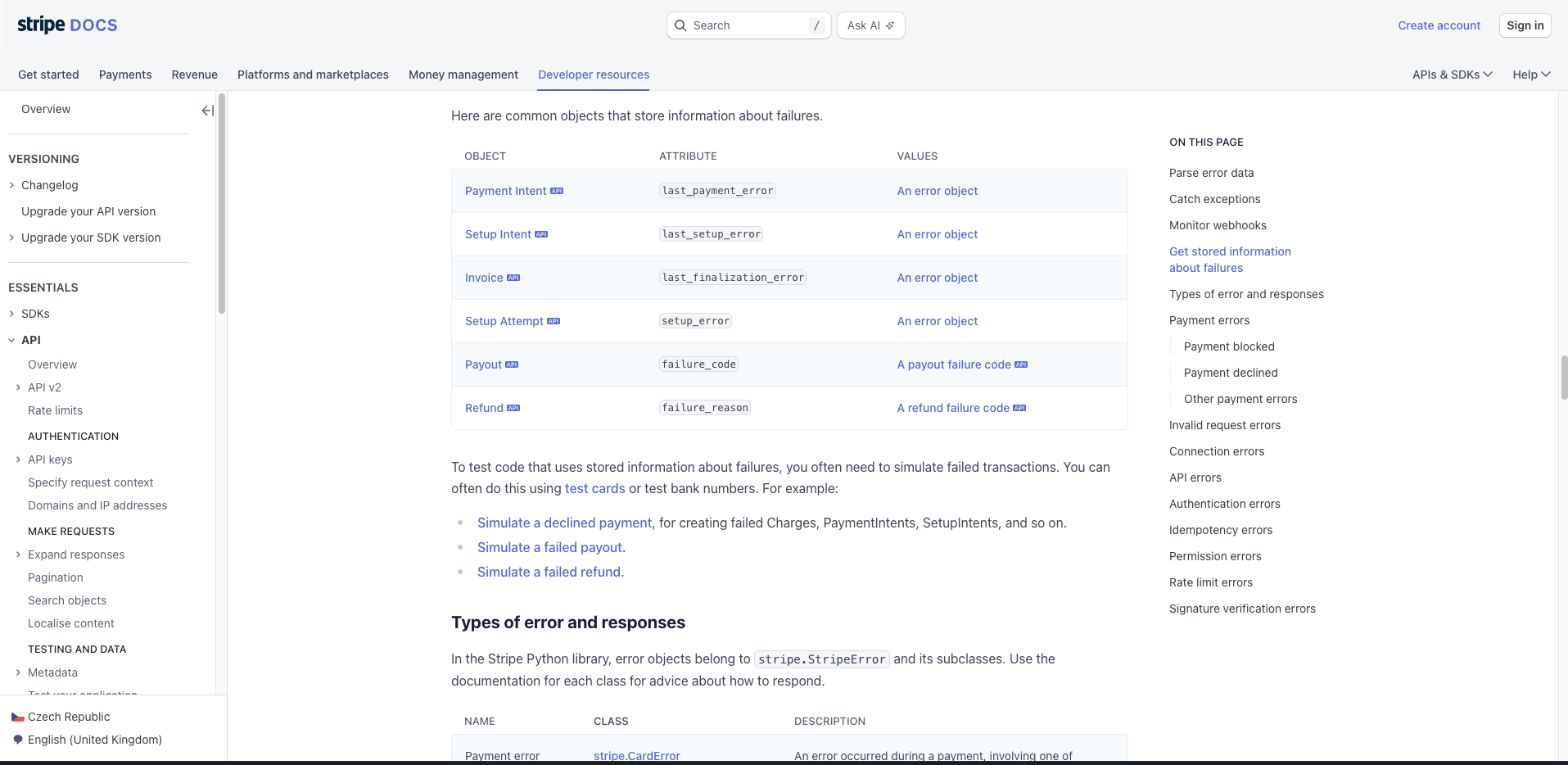 stripe documentation screenshot