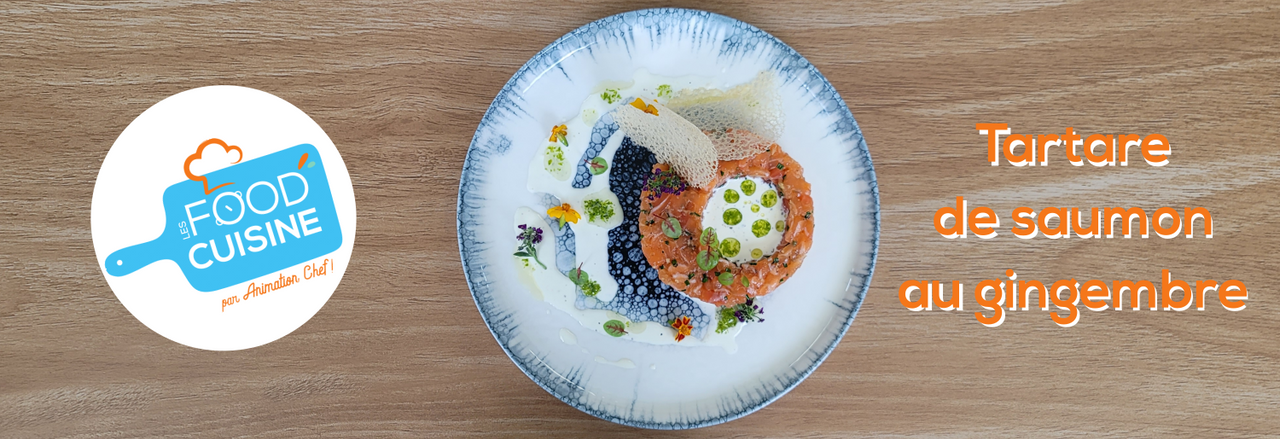 🐟 Tartare de Saumon au Gingembre, Crème au Raifort & Huile de Combava : un vent de fraîcheur et d’exotisme ! 🌿✨ 