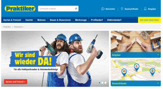 Praktiker Webseite