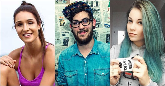 Fitness-Queen Kayla Itsines, Youtuber Philipp Steuer und Snapchat-Vorreiterin Melina Sophie (von links)