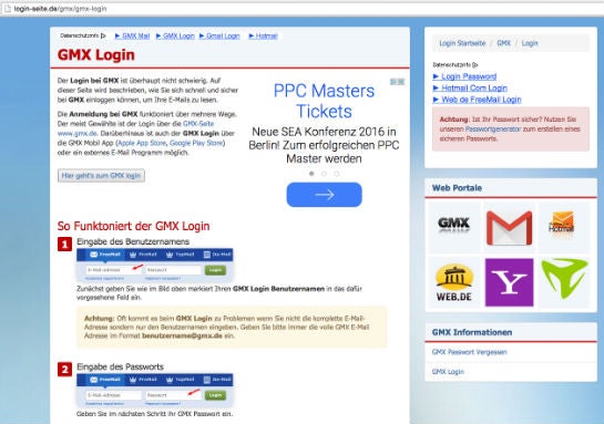 Schritt für Schritt erklärt login-seite.de, wie man sich zum Beispiel in das Postfach bei GMX einloggt. 