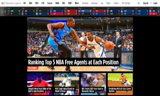 So sieht Bleacher Report heute aus.