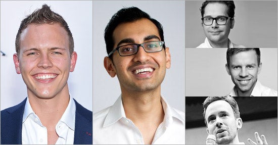 NPA-Speaker Jerome Jarre und Neil Patel (v.l.) sowie Co-Hosts Teja Töpfer, Benjamin Schroeter und Philipp Westermeyer (v.o.)