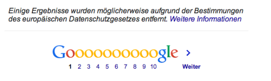 Googles Lösch-Hinweis