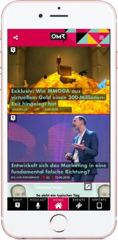 Der Launchscreen der überarbeiteten OMR-App