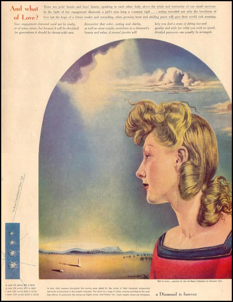 Ein Anzeigenmotiv von De Beers unter Verwendung eines Gemäldes von Salvador Dalí