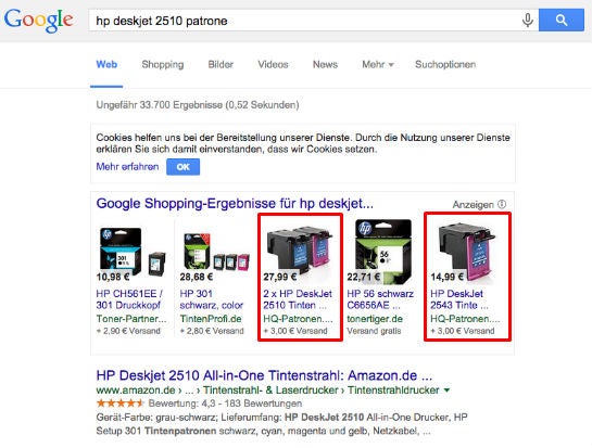 HQ Patronen setzt gezielt auf Google Ads-Kampagnen. 