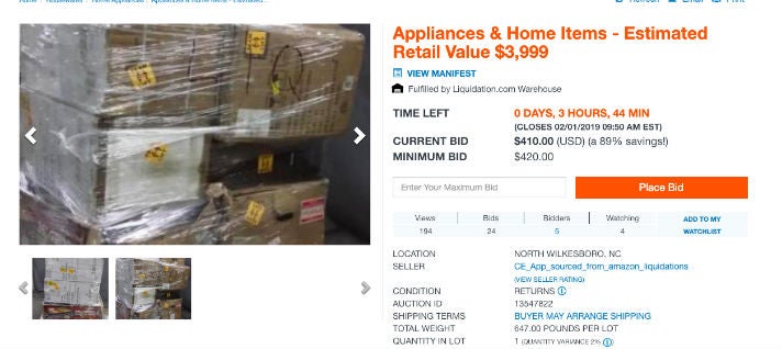 Amazon Retouren liquidation