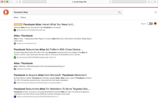 Beispielsuche DuckDuckGo (Foto: Online Marketing Rockstars)