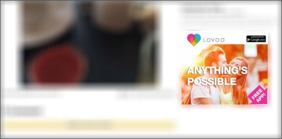 Ein Banner von Lovoo auf der Seite des Bilderdienstes Twitpic, über den sich der Google Play Store automatisch öffnete