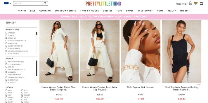 PrettyLittleThing Online-Shop