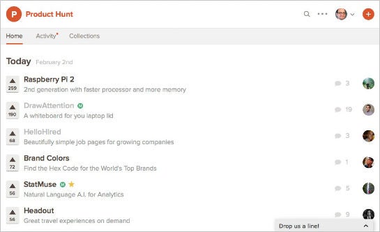 Die Startseite von Product Hunt (Screenshot)