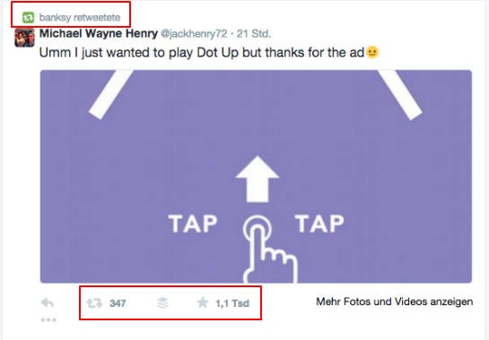 Screenhot: Tweet vom 18.01. um 18:57 und Retweet von @thereaIbanksy (inzwischen wieder gelöscht)