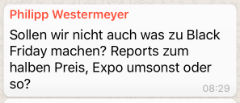 Ein Screenshot aus dem OMR-Firmenchat auf WhatsApp