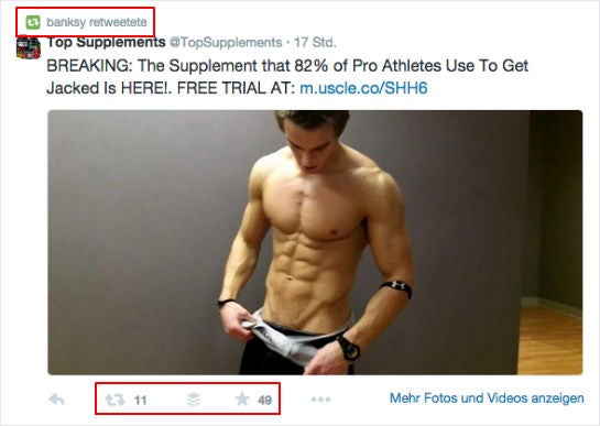 Screenhot: Tweet vom 19.01. um 17:01 und Retweet von @BanksyOfficial (inzwischen wieder gelöscht)